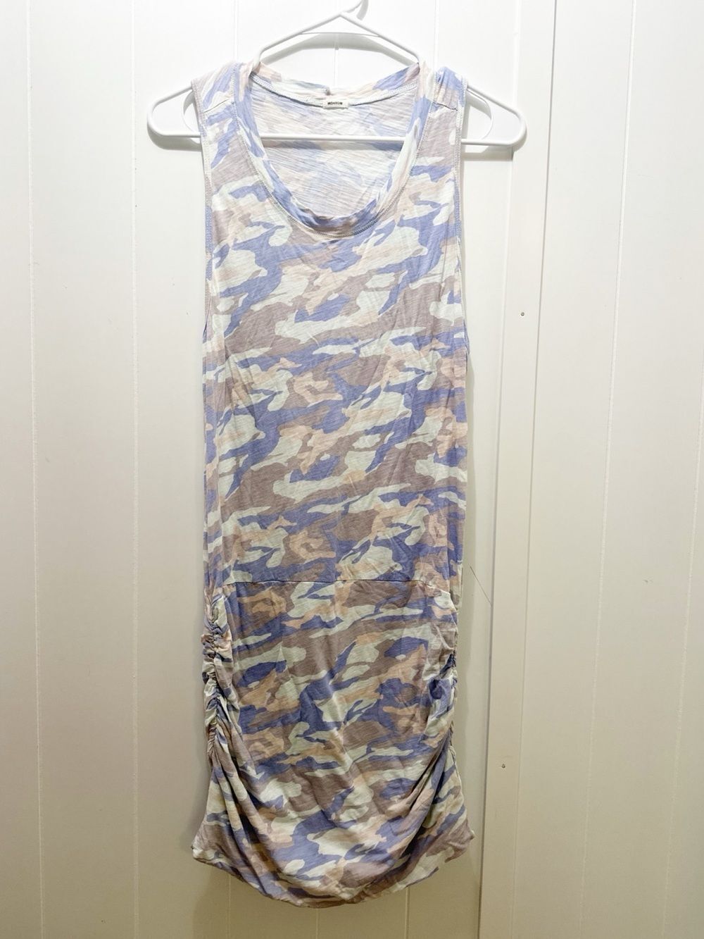 Monrow camo rouched mini dress size small